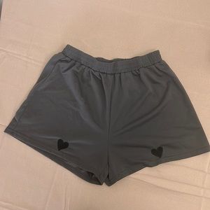 Grey Athletic Shorts with Cute Hearts Size Medium